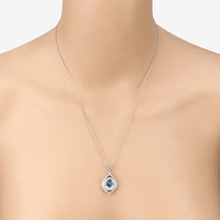 3.82 Carat Genuine Aquamarine and White Diamond 14K White Gold Pendant