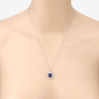 3.74 Carat Genuine Tanzanite and White Diamond 14K White Gold Pendant