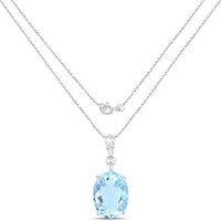 11.25 Carat Genuine Swiss Blue Topaz .925 Sterling Silver Pendant
