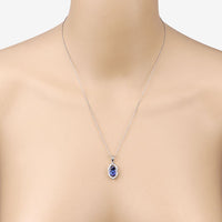 2.44 Carat Genuine Tanzanite and White Diamond 14K White Gold Pendant