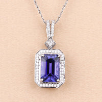 2.56 Carat Genuine Tanzanite and White Diamond 14K White Gold Pendant