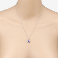 1.71 Carat Genuine Tanzanite and White Diamond 14K White Gold Pendant