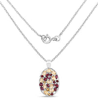 2.88 Carat Genuine Citrine and Rhodolite .925 Sterling Silver Pendant