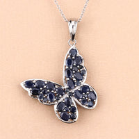 4.36 Carat Genuine Blue Sapphire .925 Sterling Silver Pendant