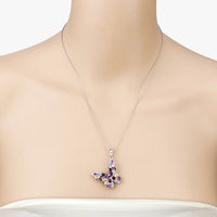 3.80 Carat Genuine Multi Stones .925 Sterling Silver Pendant