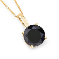 3.12 Carat Genuine Black Diamond 14K Yellow Gold Pendant