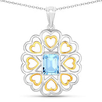 2.60 Carat Genuine Blue Topaz .925 Sterling Silver Pendant
