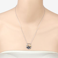 1.41 Carat Genuine Blue Sapphire and White Topaz .925 Sterling Silver Pendant
