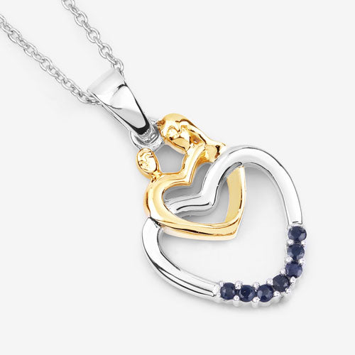 0.14 Carat Genuine Blue Sapphire .925 Sterling Silver Pendant