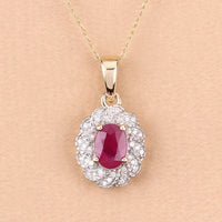 0.95 Carat Genuine Ruby and White Diamond 10K Yellow Gold Pendant