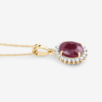 1.60 Carat Genuine Ruby and White Diamond 10K Yellow Gold Pendant