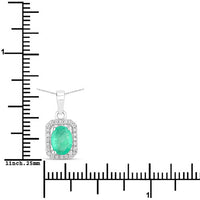 0.83 Carat Genuine Zambian Emerald and White Diamond 10K White Gold Pendant