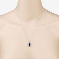 2.29 Carat Genuine Blue Sapphire and White Diamond 10K White Gold Pendant