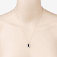 2.27 Carat Genuine Blue Sapphire and White Diamond 10K Yellow Gold Pendant