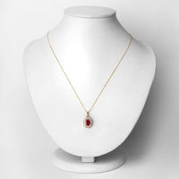 1.55 Carat Genuine Ruby and White Diamond 14K Yellow Gold Pendant