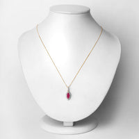 1.60 Carat Genuine Ruby and White Diamond 14K Yellow Gold Pendant