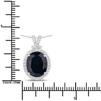 6.58 Carat Genuine Blue Sapphire and White Diamond 14K White Gold Pendant