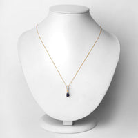 0.85 Carat Genuine Blue Sapphire and White Diamond 14K Yellow Gold Pendant