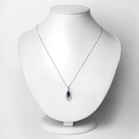1.42 Carat Genuine Blue Sapphire and White Diamond 14K White Gold Pendant