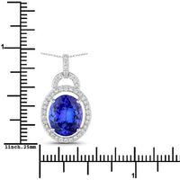 4.06 Carat Genuine Tanzanite and White Diamond 14K White Gold Pendant