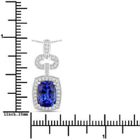 2.62 Carat Genuine Tanzanite and White Diamond 14K White Gold Pendant