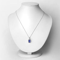 2.25 Carat Genuine Tanzanite and White Diamond 14K White Gold Pendant