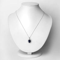 4.63 Carat Genuine Blue Sapphire and White Diamond 14K White Gold Pendant