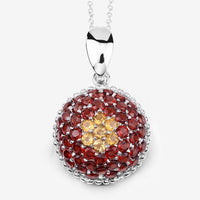 4.57 Carat Genuine Citrine and Garnet .925 Sterling Silver Pendant