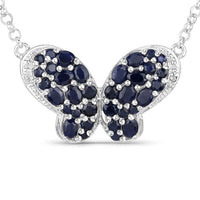 3.83 Carat Genuine Blue Sapphire and White Zircon .925 Sterling Silver Pendant