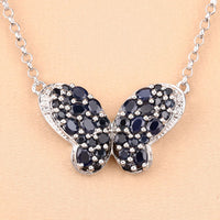 3.83 Carat Genuine Blue Sapphire and White Zircon .925 Sterling Silver Pendant