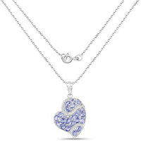 3.40 Carat Genuine Tanzanite and White Topaz .925 Sterling Silver Pendant