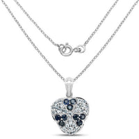 2.73 Carat Genuine Blue Sapphire and Aquamarine .925 Sterling Silver Pendant