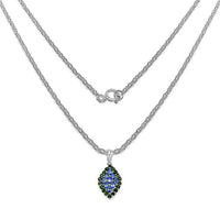 1.40 Carat Genuine Tanzanite and Chrome Diopside .925 Sterling Silver Pendant