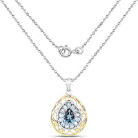 18K Yellow Gold Plated 4.44 Carat Genuine London Blue Topaz and Blue Topaz .925 Sterling Silver Pendant