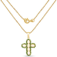 14K Yellow Gold Plated 3.11 Carat Genuine Ethiopian Opal and Chrome Diopside .925 Sterling Silver Pendant