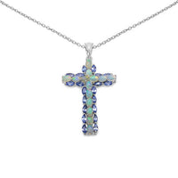 3.32 Carat Genuine Ethiopian Opal and Tanzanite .925 Sterling Silver Pendant
