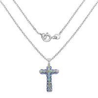 3.32 Carat Genuine Ethiopian Opal and Tanzanite .925 Sterling Silver Pendant