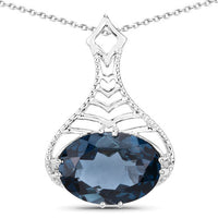 6.65 Carat Genuine London Blue Topaz .925 Sterling Silver Pendant