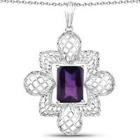 7.80 Carat Genuine Amethyst .925 Sterling Silver Pendant