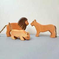Wooden Animal Figures Handcrafted Elephant Lion Giraffe Toys - # BOT&G512610002 - BIG FRENCHIES