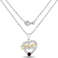 0.51 Carat Genuine Garnet and White Topaz .925 Sterling Silver Pendant