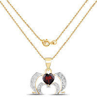 14K Yellow Gold Plated 1.05 Carat Genuine Garnet and White Topaz .925 Sterling Silver Pendant