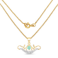 14K Yellow Gold Plated 0.62 Carat Genuine Emerald and White Topaz .925 Sterling Silver Pendant