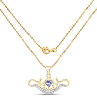 14K Yellow Gold Plated 0.62 Carat Genuine Tanzanite and White Topaz .925 Sterling Silver Pendant