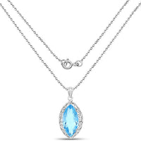 8.22 Carat Genuine Swiss Blue Topaz .925 Sterling Silver Pendant