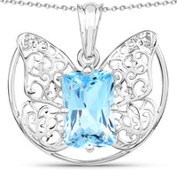 11.10 Carat Genuine Swiss Blue Topaz .925 Sterling Silver Pendant