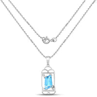 4.57 Carat Genuine Swiss Blue Topaz & White Topaz .925 Sterling Silver Pendant