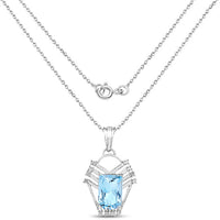 5.76 Carat Genuine Swiss Blue Topaz & White Topaz .925 Sterling Silver Pendant