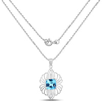 8.18 Carat Genuine Swiss Blue Topaz .925 Sterling Silver Pendant