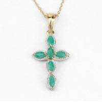 18K Yellow Gold Plated 0.84 Carat Genuine Emerald .925 Sterling Silver Pendant